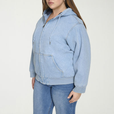 Levi's® Womens Plus Denim Hooded Midweight Bomber Jacket
