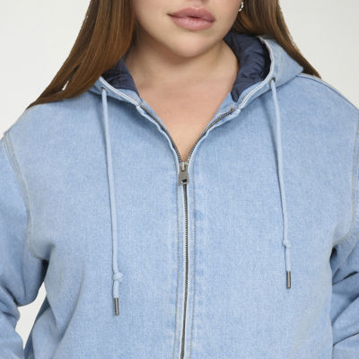 Levi's® Womens Plus Denim Hooded Midweight Bomber Jacket