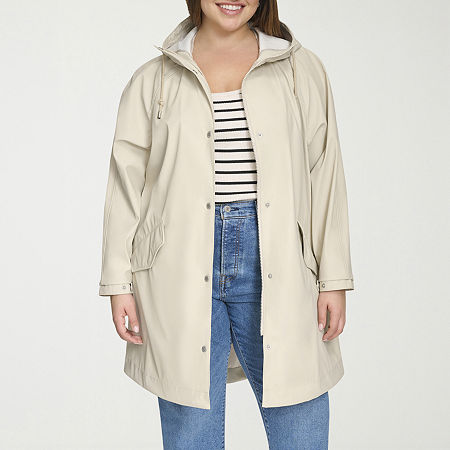 Levi's Womens Hooded Water Resistant Midweight Plus Raincoat, 2x, White
