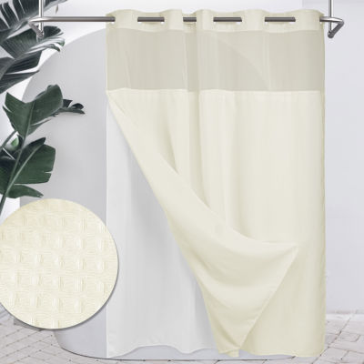 Awesome Home™ No Hook Waffle Snap-In Liner Shower Curtain