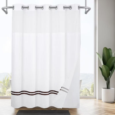 Awesome Home™ No Hook Stripe Snap-In Liner Shower Curtain