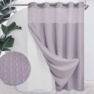 Awesome Home™ No Hook Waffle Snap-In Liner Shower Curtain
