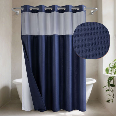 Awesome Home™ No Hook Embossed Snap-In Liner Shower Curtain, Color