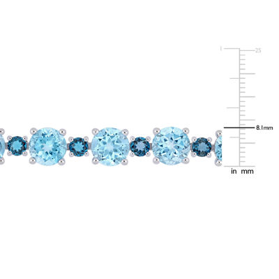 Genuine Blue Topaz Sterling Silver 7.25 Inch Tennis Bracelet