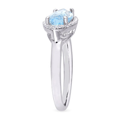 Womens Genuine Blue Topaz Sterling Silver Cocktail Ring