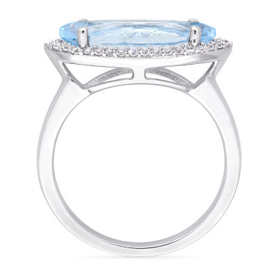 Womens Genuine Topaz Sterling Silver Cocktail Ring