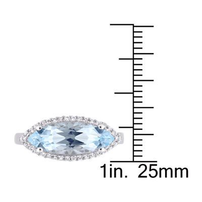 Womens Genuine Blue Topaz Sterling Silver Cocktail Ring