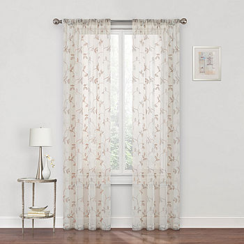 Regal Home Meadow Embroidered Sheer Rod Pocket Single Curtain Panel Jcpenney