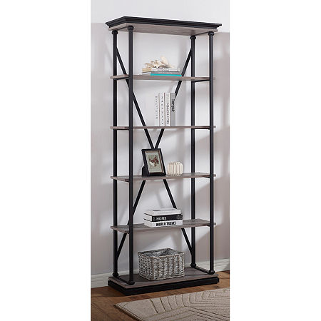 Toggin Home Office Collection 5-Shelf Bookcase, One Size, Gray