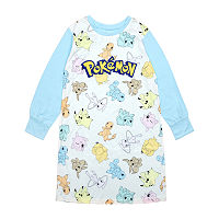 Little & Big Girls Crew Neck Long Sleeve Nightgown, 8, Blue