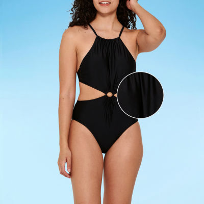 Decree Womens Textured One Piece Swimsuit Juniors