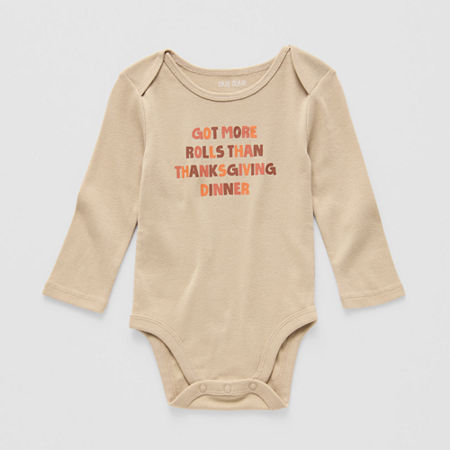 Okie Dokie Baby Unisex Long Sleeve Bodysuit, 3 Months, Orange