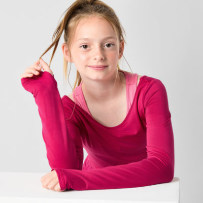 Xersion Little & Big Girls Long Sleeve Two-Layer T-Shirt