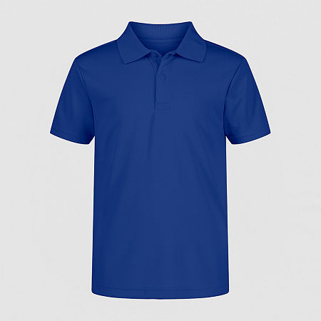 IZOD Little & Big Boys Short Sleeve Wrinkle Resistant Moisture Wicking Polo Shirt, Medium, Blue