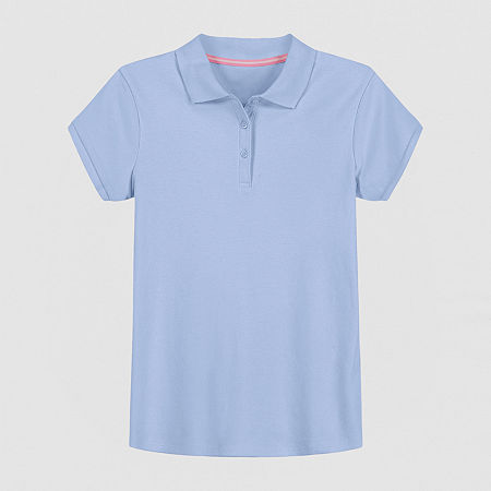 IZOD Little & Big Girls Short Sleeve Polo Shirt, 4-5, Blue
