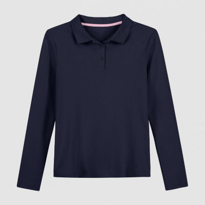 IZOD Little & Big Kid Girls Long Sleeve Regular Fit Stretch Fabric Polo Shirt