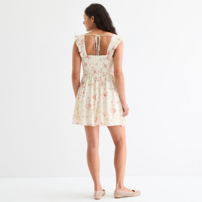 Arizona Womens Short Sleeve Fit + Flare Dress Juniors