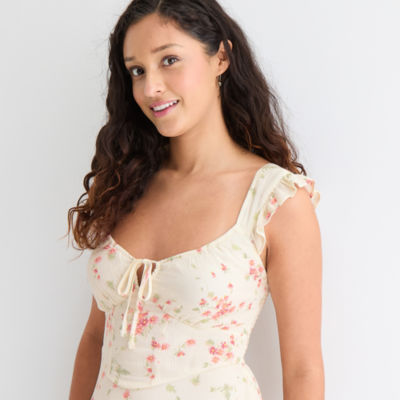 Arizona Womens Short Sleeve Fit + Flare Dress Juniors