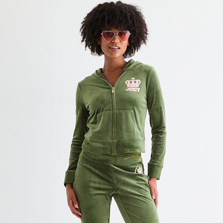 Juicy By Juicy Couture Womens Hooded Lightweight Juniors Track Jacket, X-small, Green