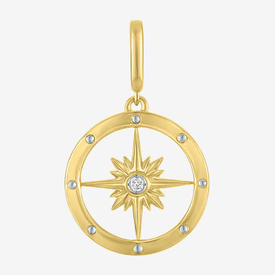 Charmed by Diamond Addiction Compass (G-H / Si2- I1) Womens Diamond Accent Lab Grown White Diamond Accent 14K Gold Over Silver Pendant