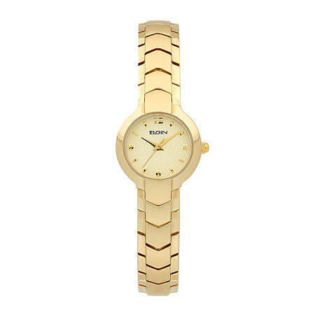 Elgin Womens Textured Gold-Tone Bracelet Watch, One Size