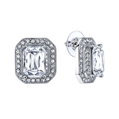 1928® Jewelry Crystal Silver-Tone Button Earrings