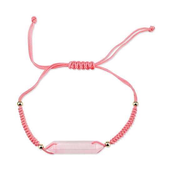 Footnotes Adjustable Pink Cord Rose Quartz Stone Bracelet