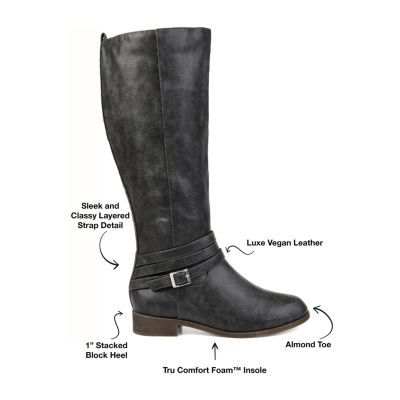 Journee Collection Womens Ivie Wide Calf Stacked Heel Zip Riding Boots