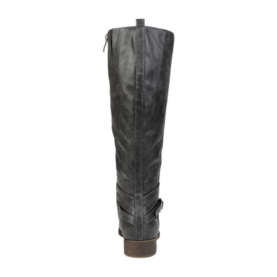 Journee Collection Womens Ivie Wide Calf Stacked Heel Zip Riding Boots