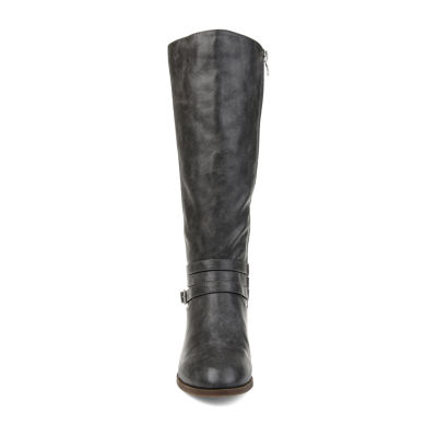 Journee Collection Womens Ivie Wide Calf Stacked Heel Zip Riding Boots
