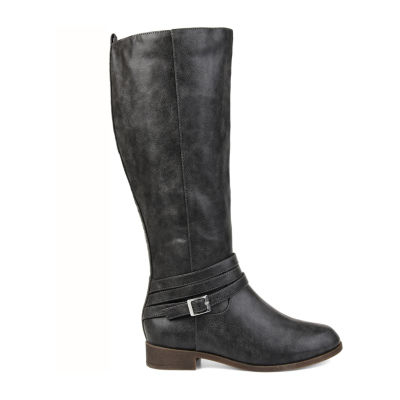 Journee Collection Womens Ivie Wide Calf Stacked Heel Zip Riding Boots