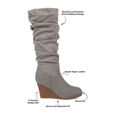 Journee Collection Womens Haze-Wc Wide Calf Wedge Heel Dress Boots