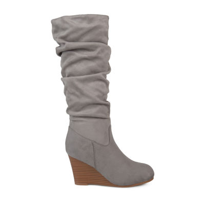 Journee Collection Womens Haze-Wc Wide Calf Wedge Heel Dress Boots