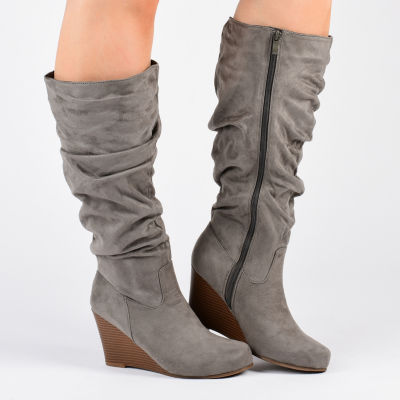 Wide calf clearance boots wedge heel