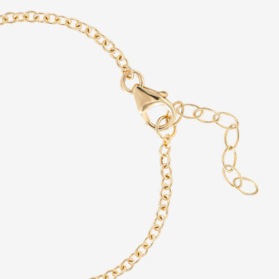 18K Gold Over Silver 5 Inch Hollow Link Hello Kitty Id Bracelet