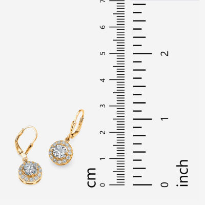 Diamonart Womens 2 1/2 CT. T.W. Cubic Zirconia 18K Gold Over Silver Round Drop Earrings