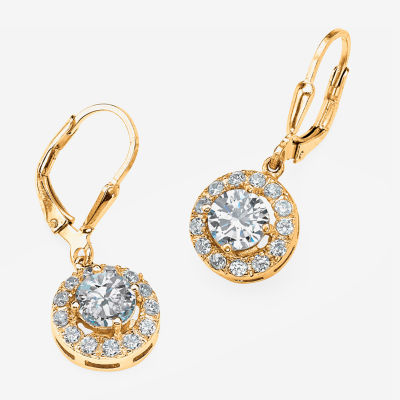 Diamonart 2 1/2 CT. T.W. White Cubic Zirconia 18K Gold Over Silver Round Drop Earrings