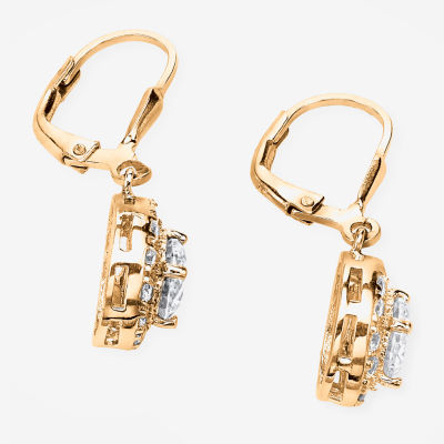 Diamonart Womens 2 1/2 CT. T.W. Cubic Zirconia 18K Gold Over Silver Round Drop Earrings