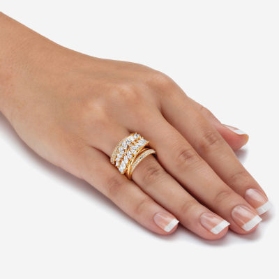 Diamonart Womens 4 1/4 CT. T.W. White Cubic Zirconia 14K Gold Over Silver Cocktail Ring