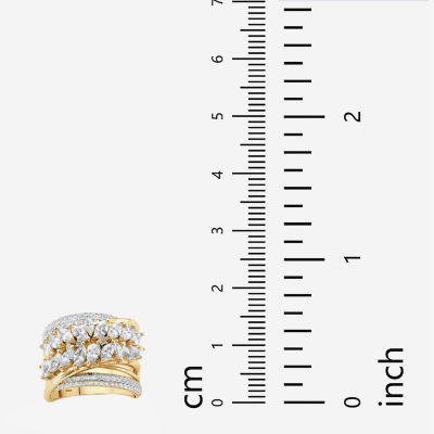 Diamonart Womens 4 1/4 CT. T.W. White Cubic Zirconia 14K Gold Over Silver Cocktail Ring