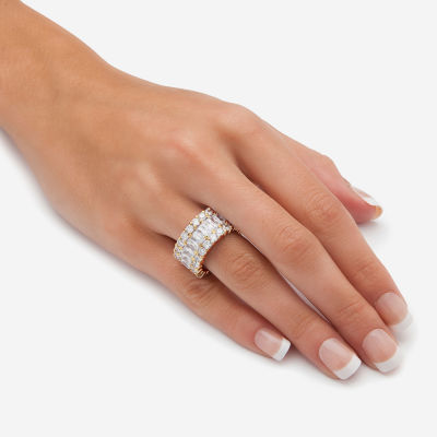 12MM White Cubic Zirconia 14K Gold Over Silver Band