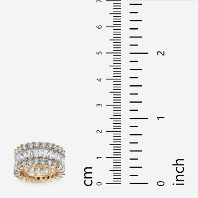 12MM White Cubic Zirconia 14K Gold Over Silver Band