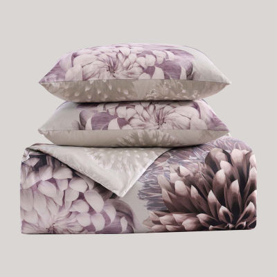Dahlia Purple 100% Cotton Sateen 5 Piece Reversible Comforter Set