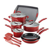 T-fal Initiatives 18-Piece Aluminum Nonstick Cookware Set in Red B209SA74 -  The Home Depot