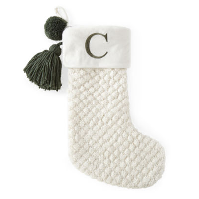 North Pole Trading Co. Ivory Knit Monogram Christmas Stocking JCPenney