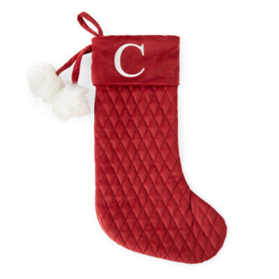 North Pole Trading Co. Red Quilted Monogram Monogrammable Christmas Stocking