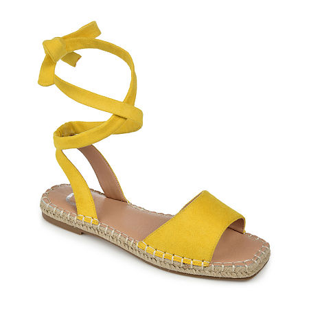 Vintage Sandals | Wedges, Espadrilles – 30s, 40s, 50s, 60s, 70s Journee Collection Womens Emelie Flat Sandals 6 12 Medium Yellow $46.39 AT vintagedancer.com