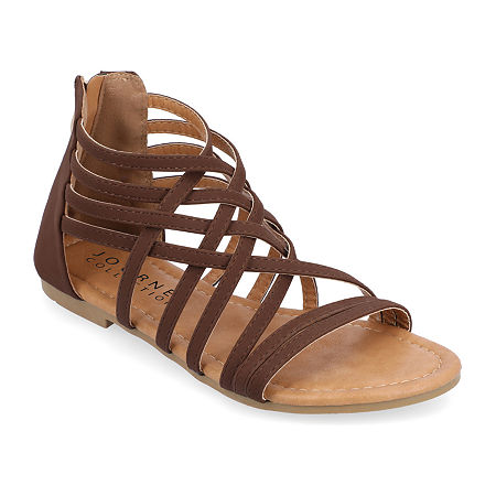 Journee Collection Womens Hanni Criss Cross Strap Gladiator Sandals, 6 Wide, Brown
