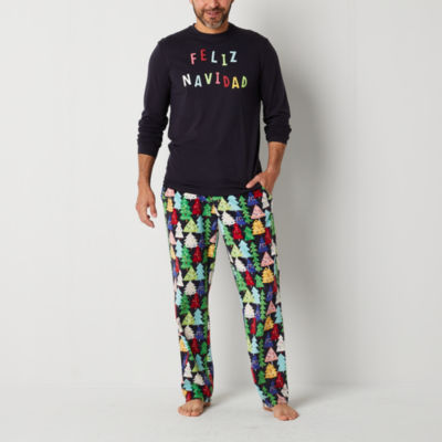 North Pole Trading Co. Feliz Navidad Family Mens Crew Neck Long Sleeve 2-pc. Pant Pajama Set