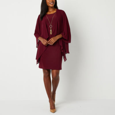 Studio 1 FauxJacket Dress With Removable Necklace, Color Wine JCPenney